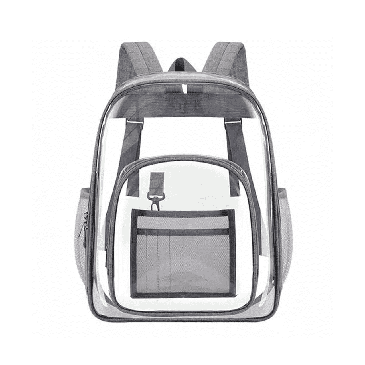 Custom-printed silver-trim clear school backpack