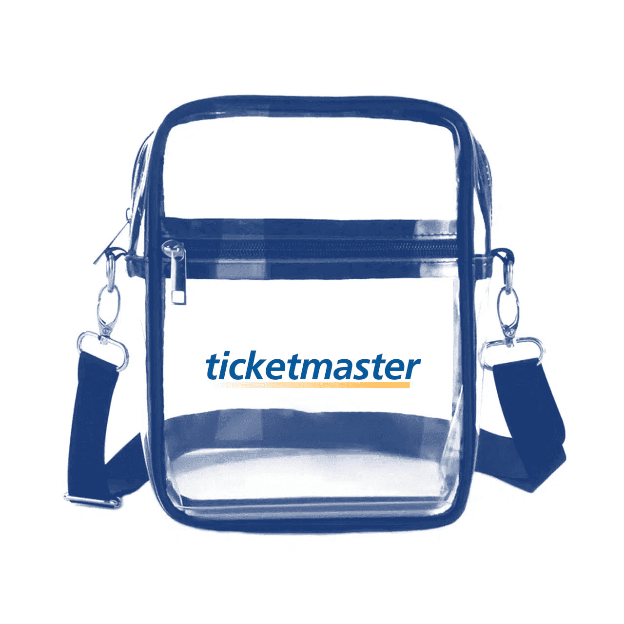 Ticket-Master-style clear stadium tote in blue