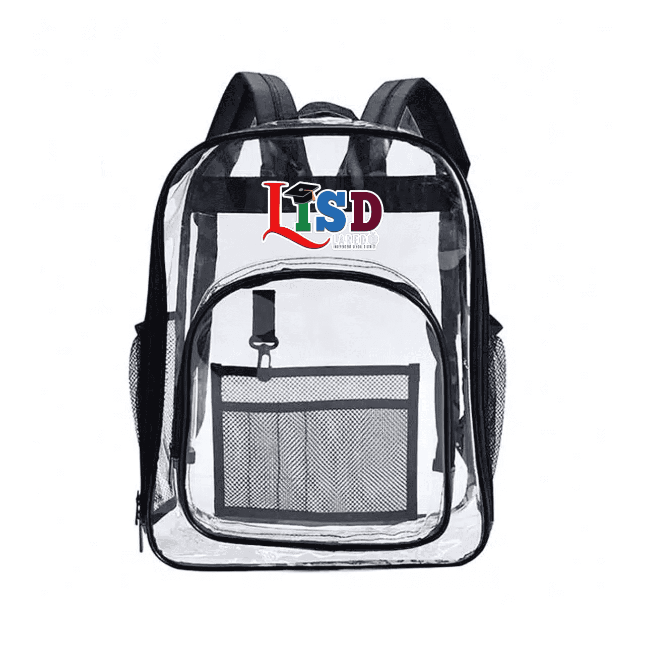 Laredo ISD branded clear school backpack